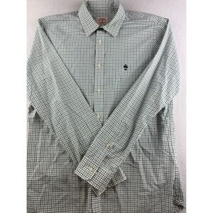 Brooks Brothers Red Fleece Mens L Green Navy Tattersall Check Cotton Button Down